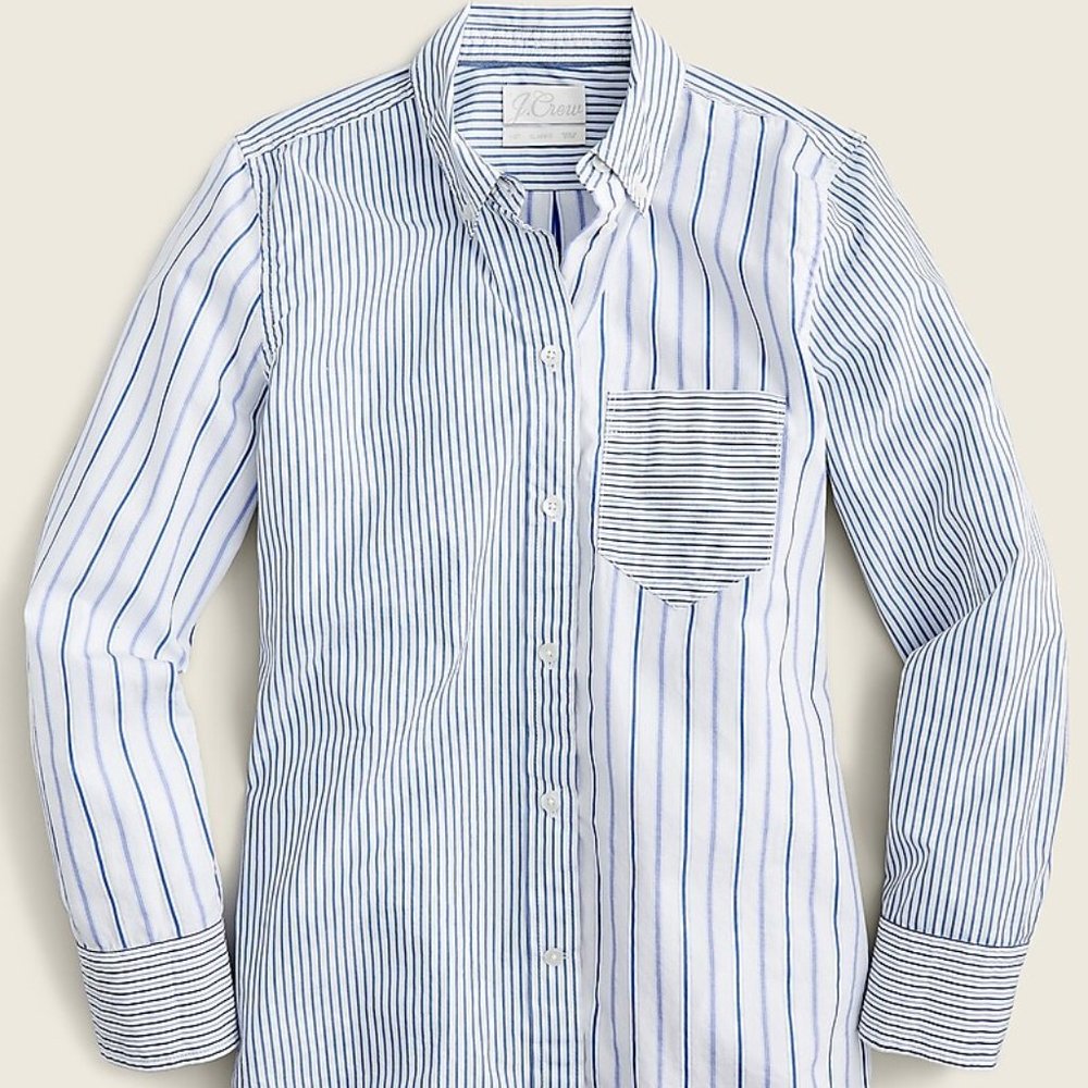 NWT J.Crew Women’s Blue & white Striped button down